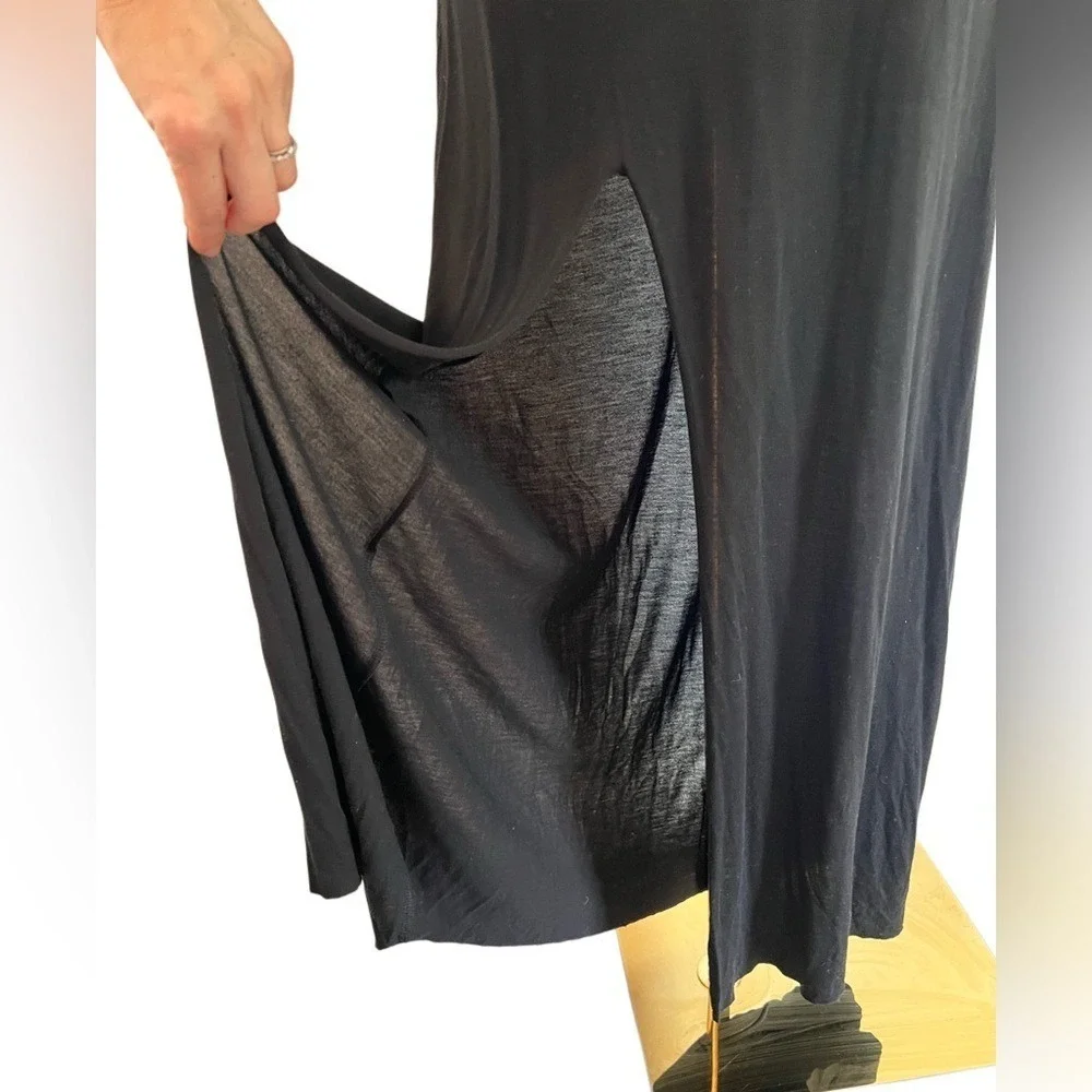 Reformation Black t-shirt Sheath Maxi Long Minimalist Casual basic Dress XS S